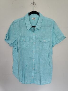L.L. Bean Button-up Shirt Mens XL Blue Linen